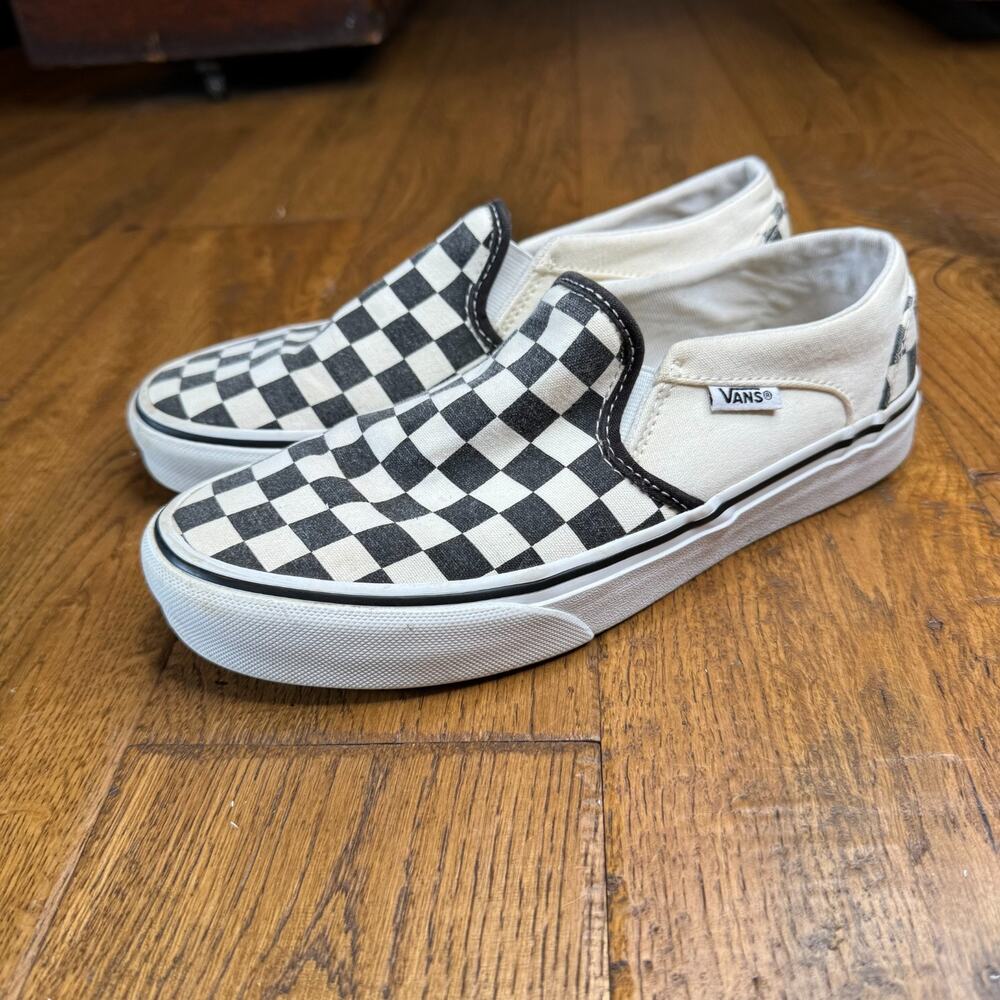 VANS Checkerboard Classic Slip-On Canvas Shoes Black/Cream Women’s US 6.5 - Picture 4 of 6